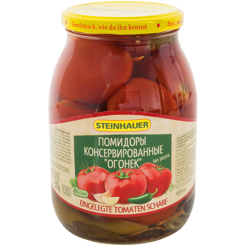 Pickled tomatoes "Ogonek", spicy, without vinegar, 990g