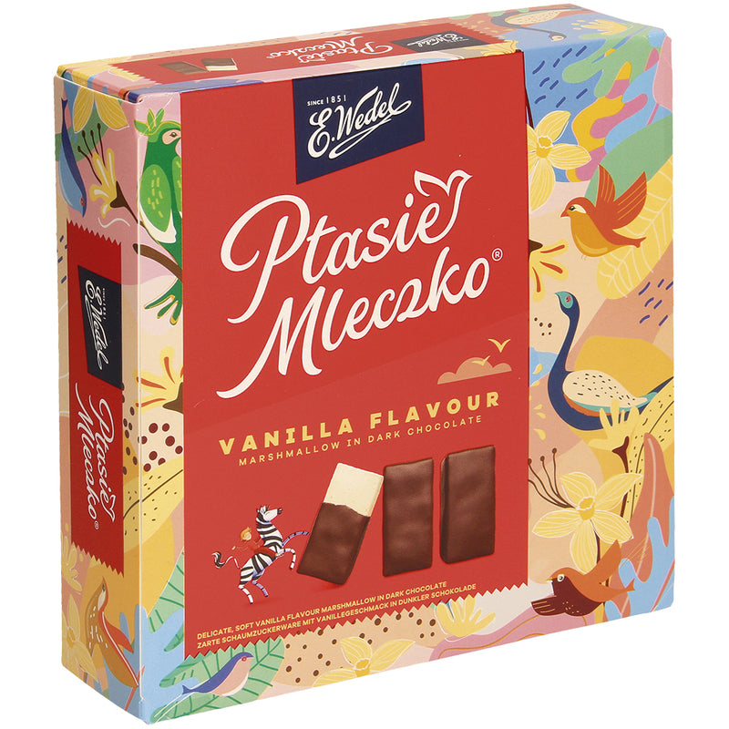 Ptasie Mleczko, vanilla flavour in dark chocolate, "Wedel", 340g