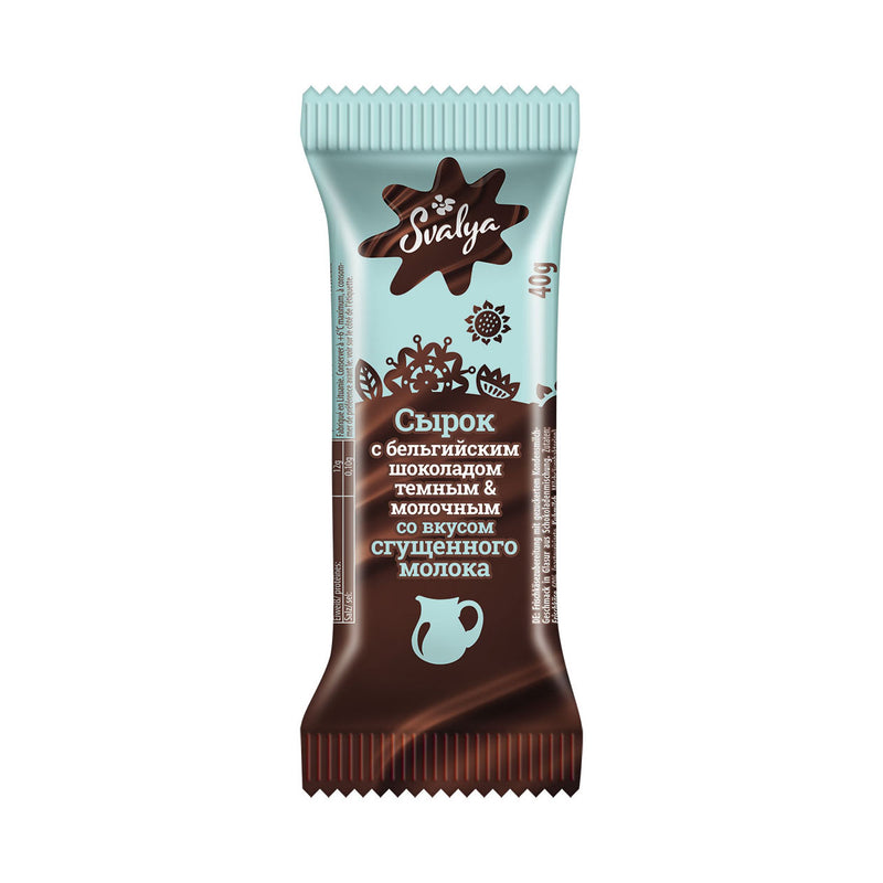 Glazed curd bar with condensed milk in belgian chocolate, 40g