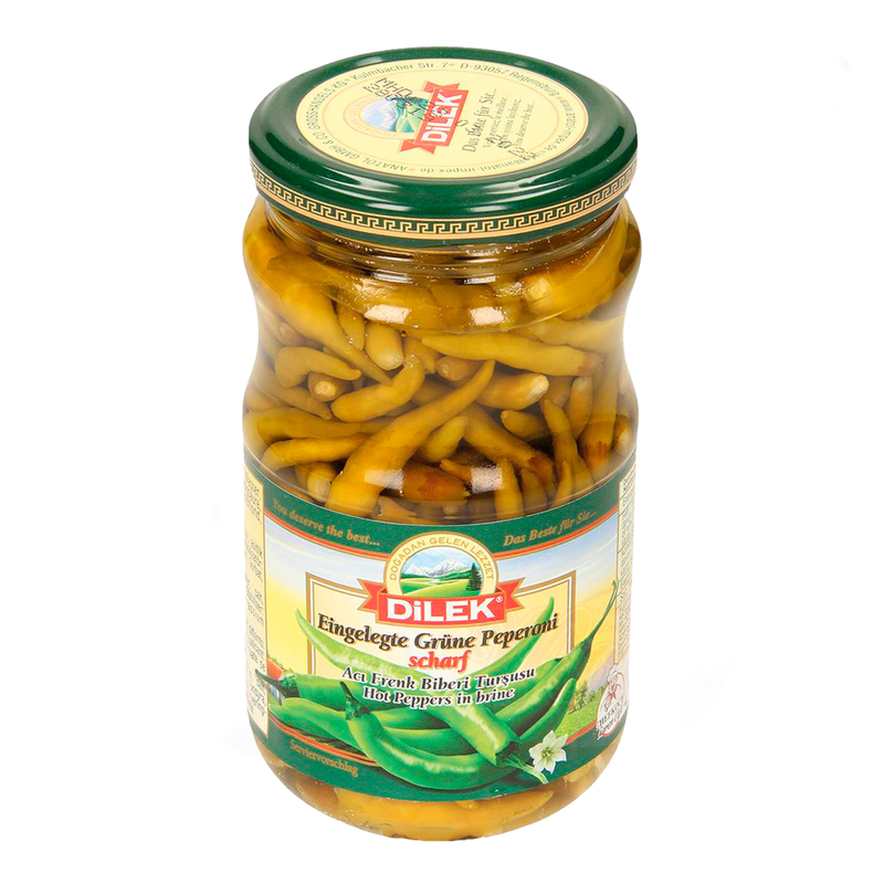 Pickled green peppers, hot, 350g