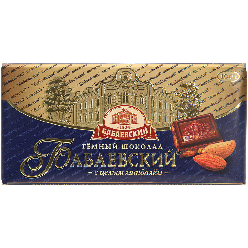 Dark chocolate "Babaevsky" with almonds, 100g