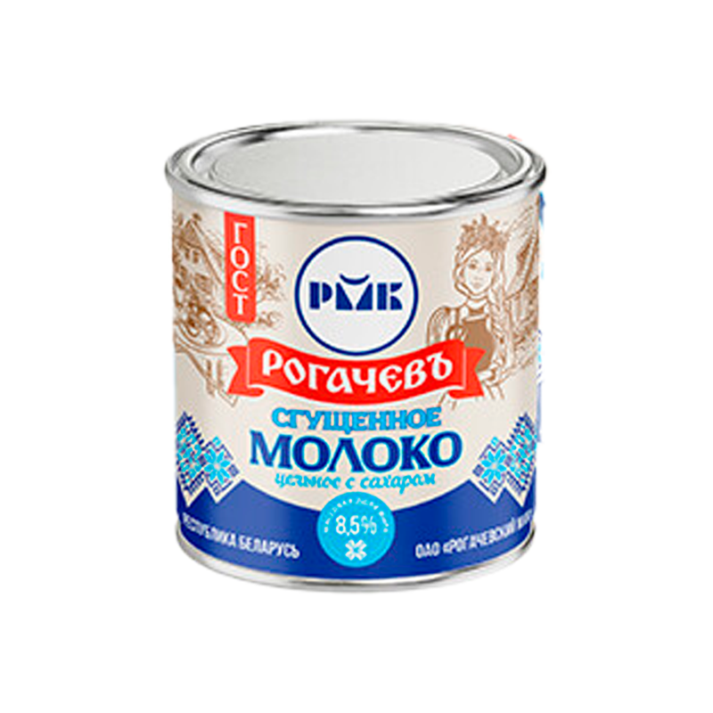 Sweetened whole condensed milk, 8,5%, Rogachev, 380g
