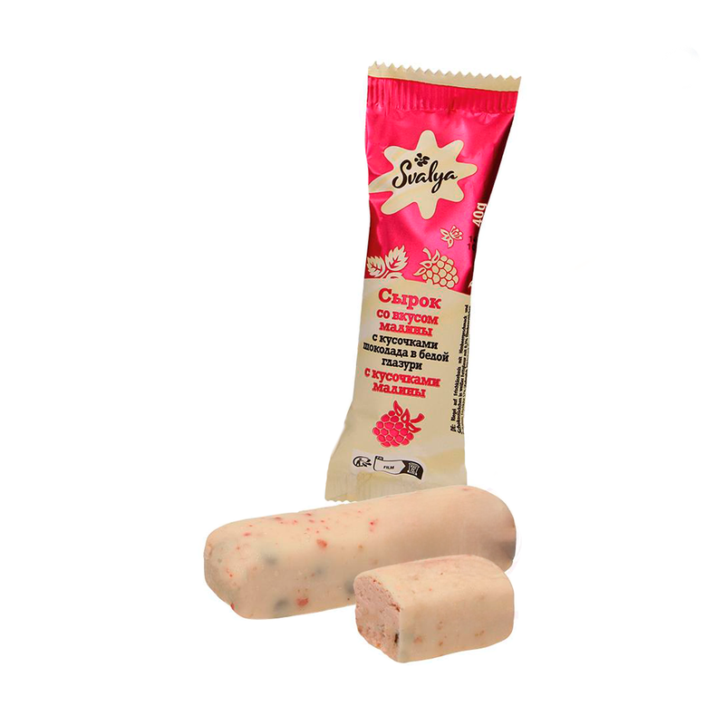 Glazed curd cheese bar with raspberry, Svalya, 40g