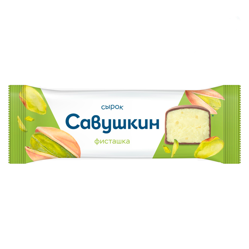 Savushkin glazed curd cheese bar pistachio, 40g