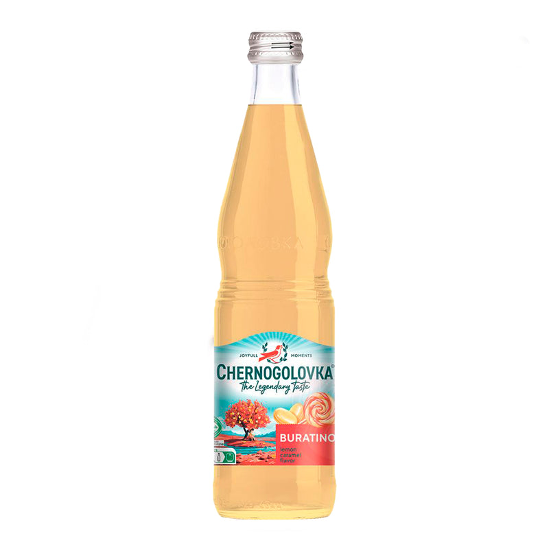 Buratino Soft Drink – Lemon Caramel Flavor, 0.5L