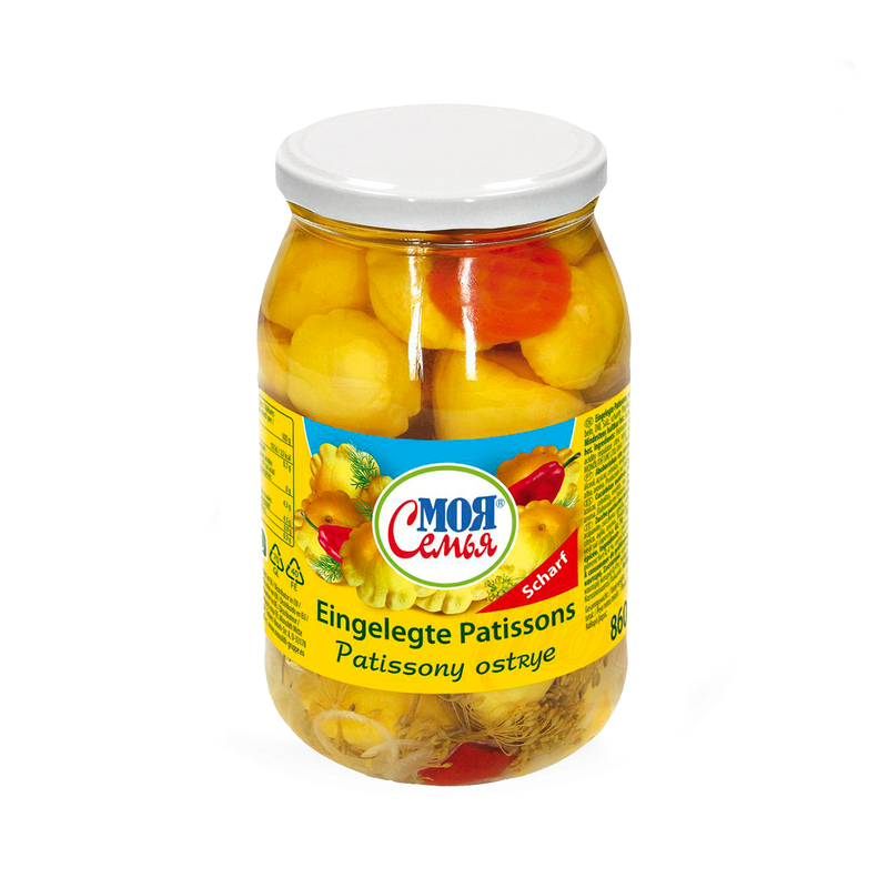 Pickled patissons, spicy, Moya Semya,  860g