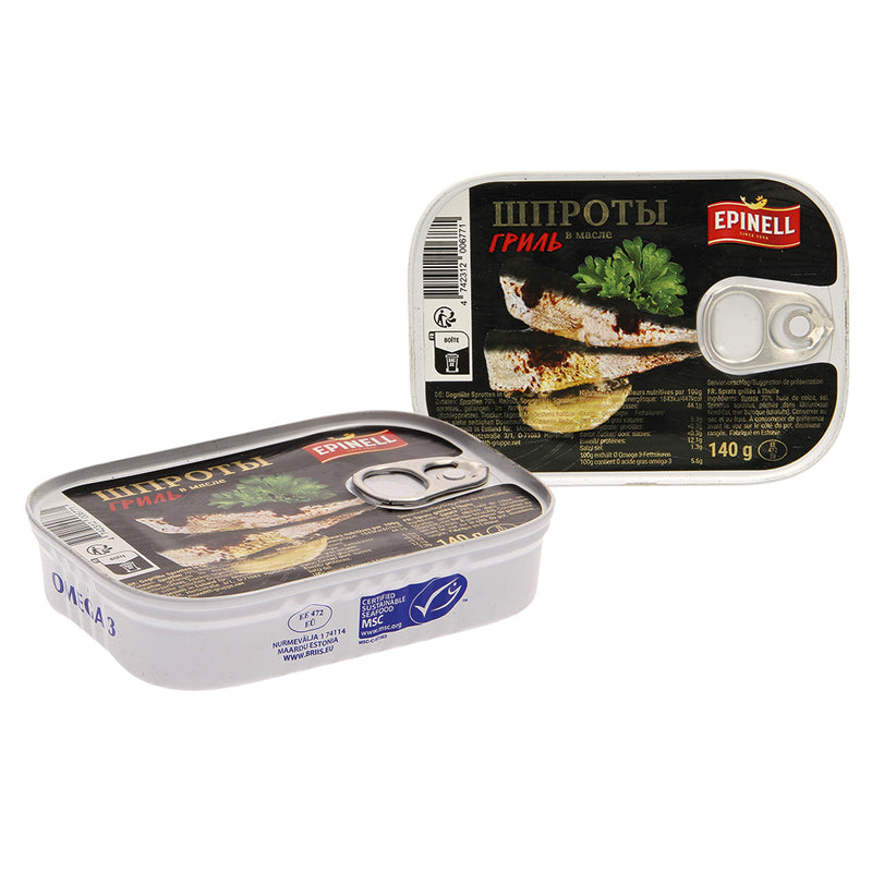 Grilled sprats in oil, 140g