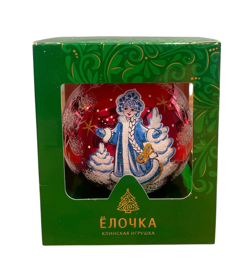 Christmas Tree Decoration "Snegurochka" handmade, large, painted on glass