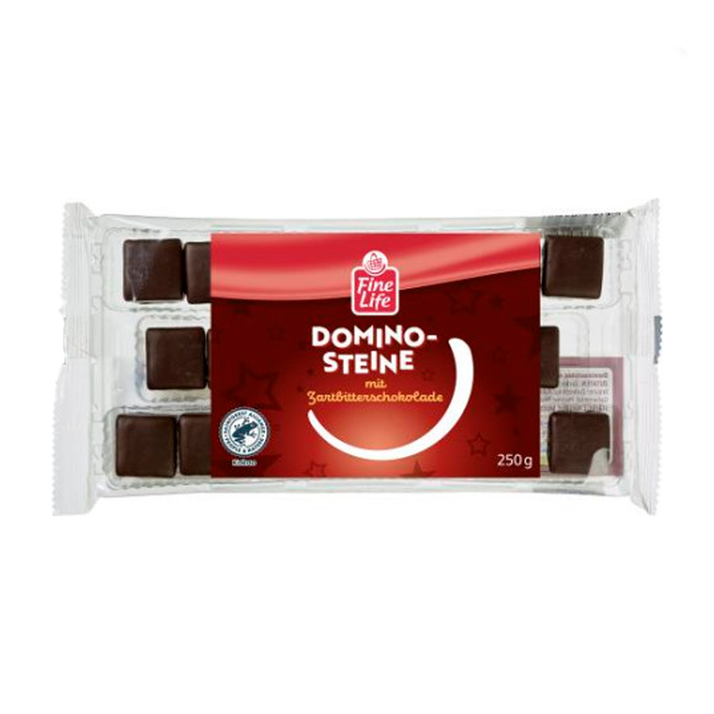 Domino cubes, fruit filling in dark chocolate, 250g