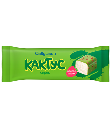 Glazed curd cheese bar Сactus, marshmallow and raspberry, Savushkin, 40g
