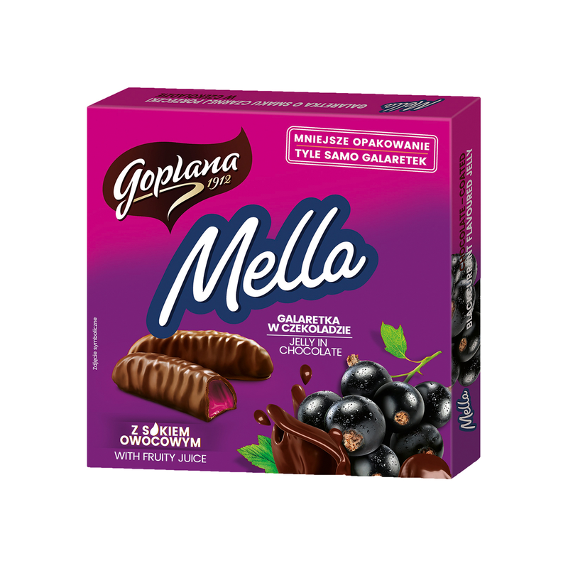 Fruit jelly “Mella”, black currant in chocolate, 190g