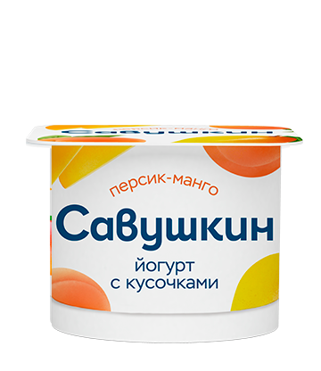 Yogurt peach and mango, Savushkin,  2%, 120g
