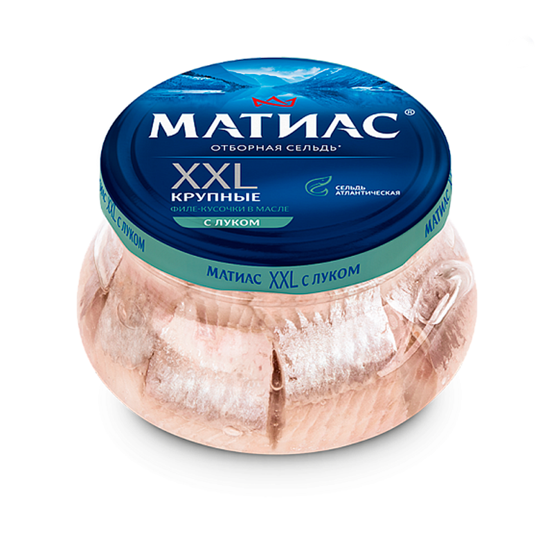 Atlantic herring fillet pieces Maties XXL selected, with onions in oil, 260g