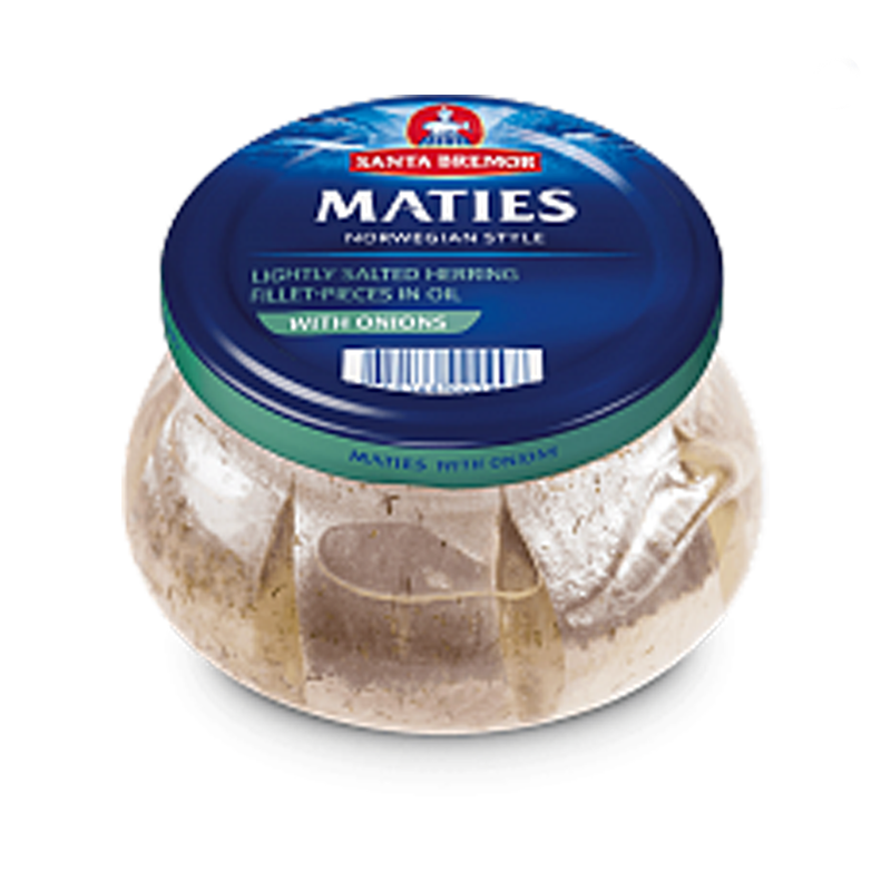 Atlantic herring fillet pieces Maties XXL selected, with onions in oil, 260g