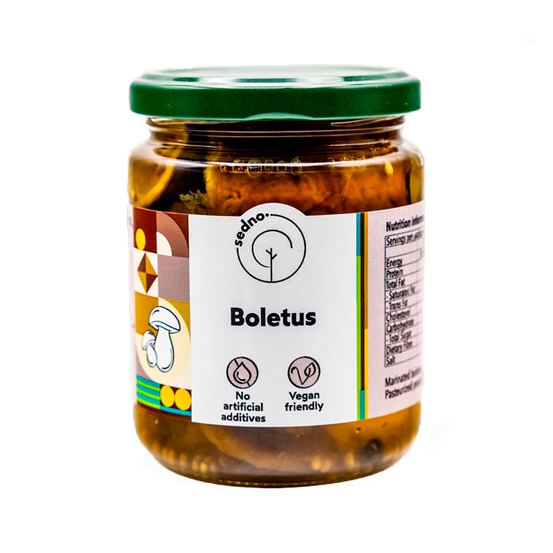 Boletus, pickled porcini mushrooms, Sedno, 250g