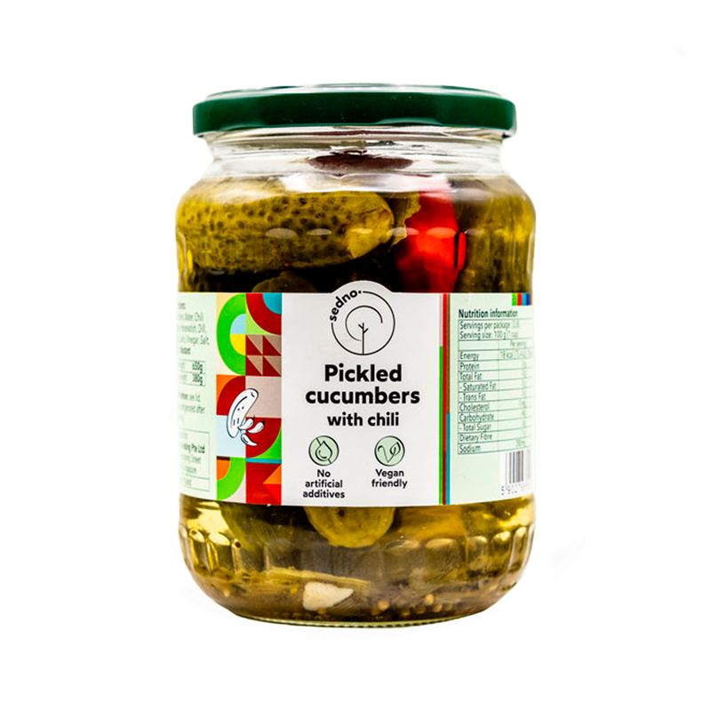 Pickled cucumbers with chilli, Sedno, 650g