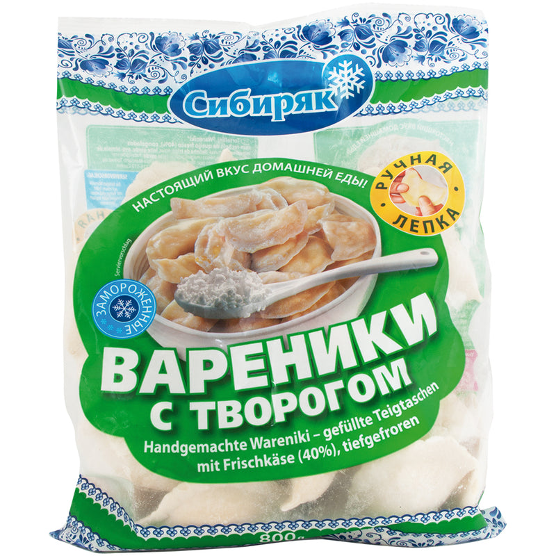 Hand made dumplings (wareniki), filled with cottage cheese, frozen, 800g