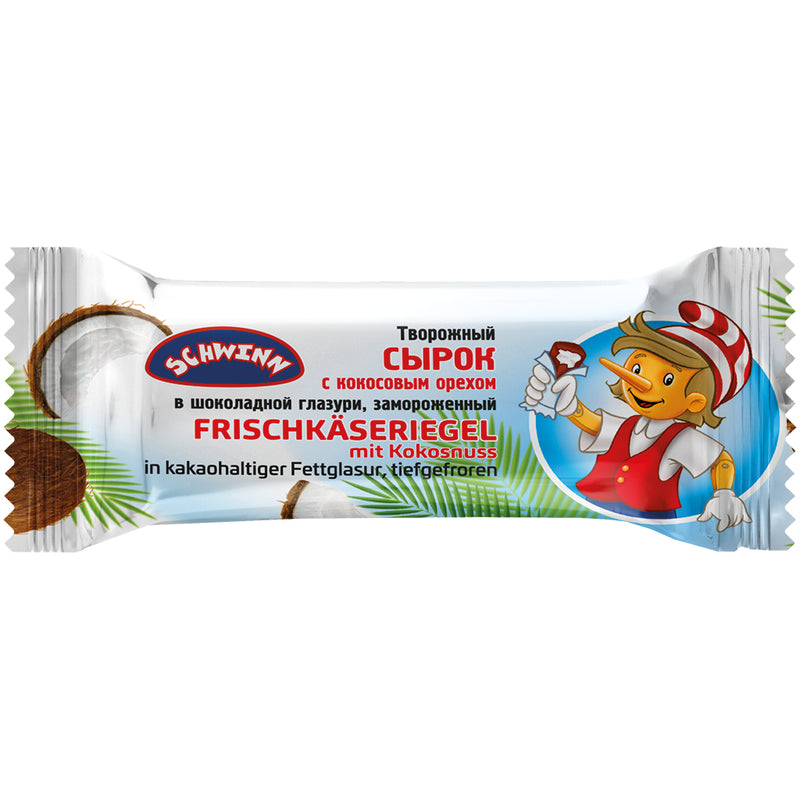 Glazed curd cheese bar with coconut, frozen, Schwinn, 45g